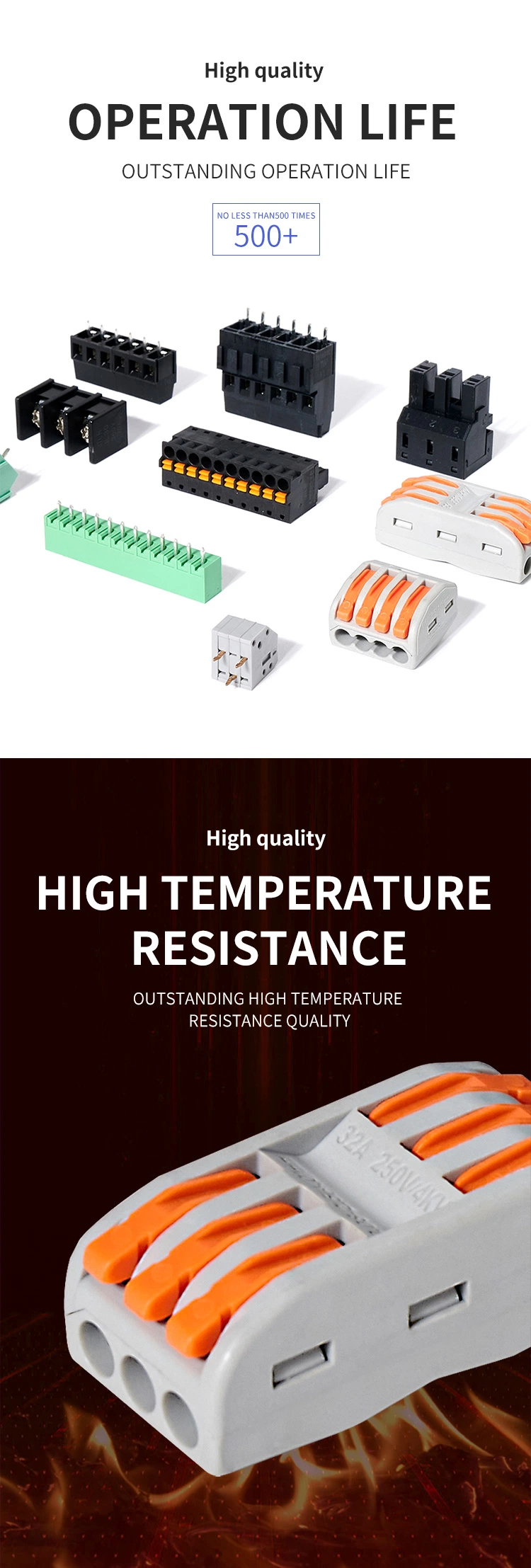 Custom Sample Electrical Terminal Block Comfortable Handling and Easy Plugging Cable Terminal Block Connector Wiring Terminal Block