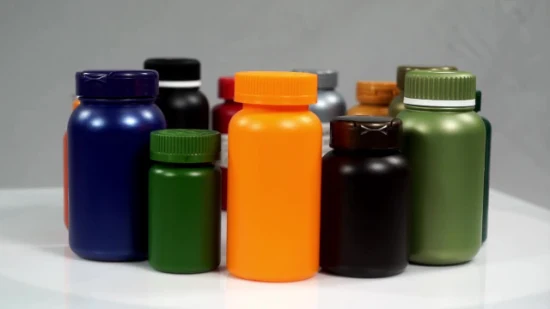 Couleur de bouteille ronde d'emballage en plastique de HDPE de pilule/comprimés/capsule/vitamine 200ml